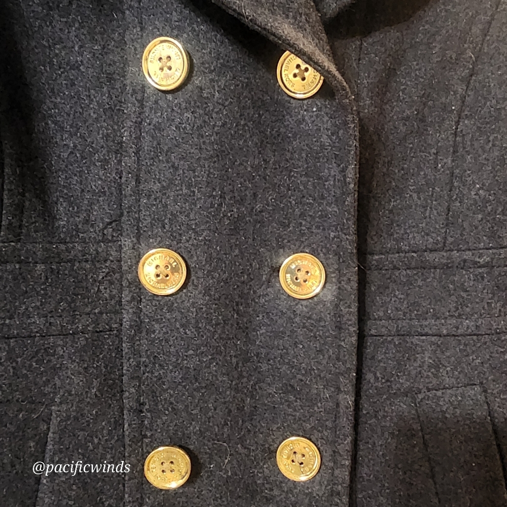 MICHAEL KORS NAVY BLUE WOOL PEA COAT LIKE NEW! SMALL - Picture 14 of 15